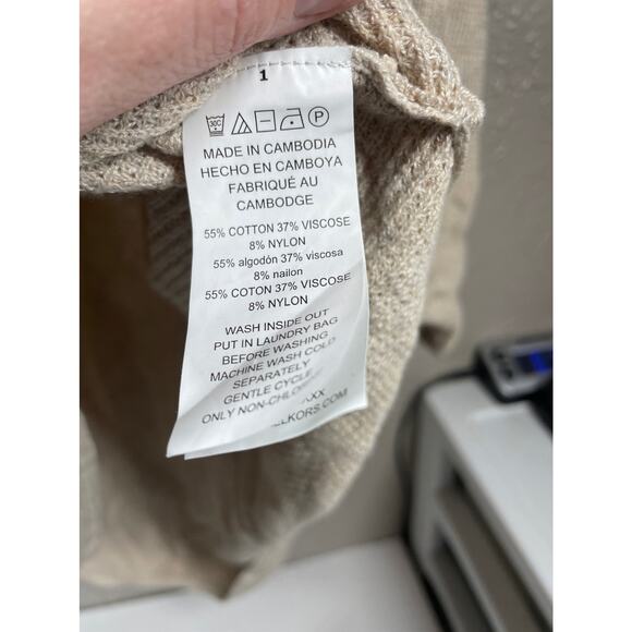 Michael Kors long tan sweater tunic button size XL - Picture 3 of 6